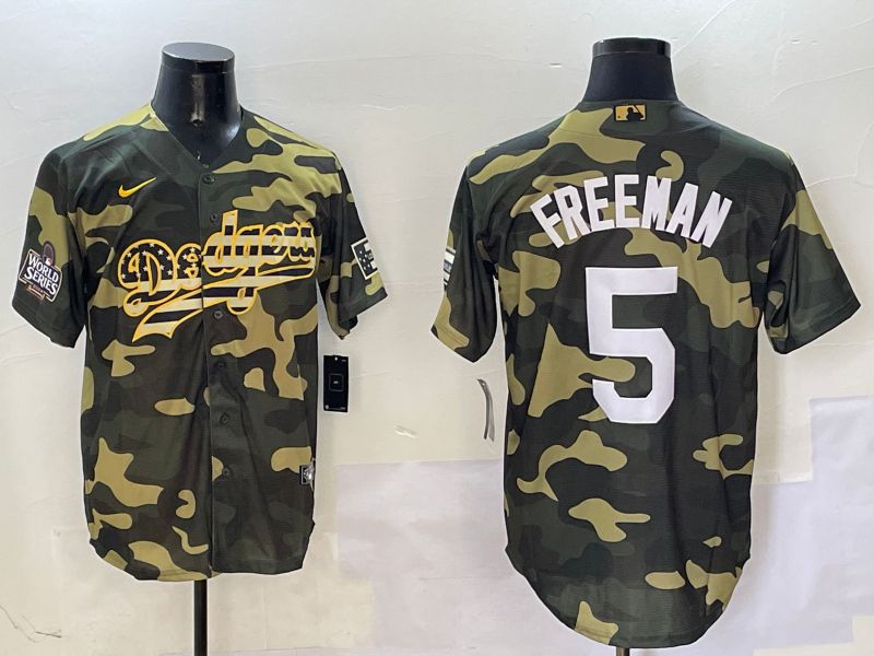 Men Los Angeles Dodgers #5 Freeman Camo Joint Name 2025 Nike MLB Jersey style 3